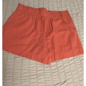 Women's Mid Rise Linen Pull On Shorts A New Day White Sz Large Canvas Fabric